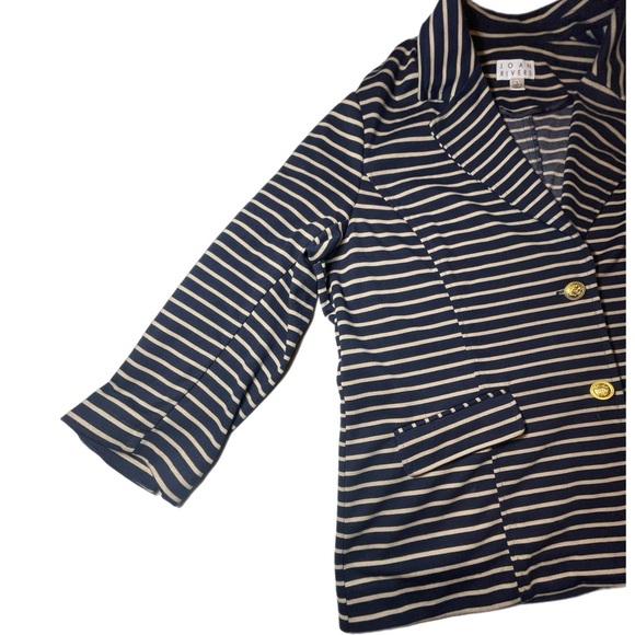 Joan Rivers Vintage Blue Tan Striped Blazer - Picture 3 of 7